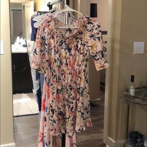 Lulus pink floral off the shoulder dress